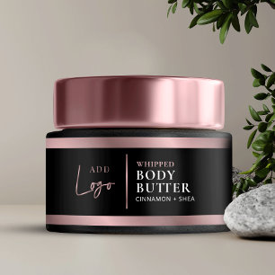 Elegant Zwart & Roos Gouden Logo Kosmetische Jar L Waterfles Etiket