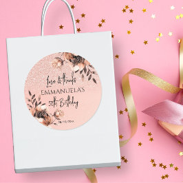 Elegant zwart roos gouden verjaardag dank je wel g ronde sticker