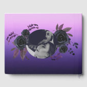 Elegant zwart Roos Paarse foto bruiloft Gastenboek (Achterkant)