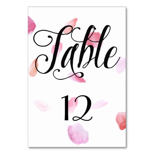 Elegant Zwart Roos Petals tafelnummer (Voorkant)