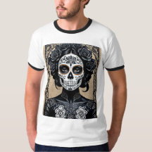Elegant zwart Roos Sugar Skull Shirt