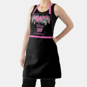 Elegant zwart roze 100e verjaardag bloemen schort (Insitu)