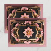 Elegant Zwart Roze 3D Bloem Ontwerp Groeten Kaart (Voorkant / Achterkant)