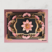 Elegant Zwart Roze 3D Bloem Ontwerp Groeten Kaart (Achterkant)