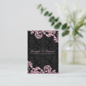 Elegant Zwart & roze Bloemen Damasks 2 Visitekaartje (Staand voorkant)