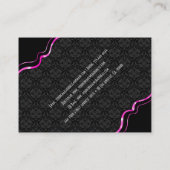 Elegant Zwart & Roze  Bloemen Damasks 2 Visitekaartje (Achterkant)