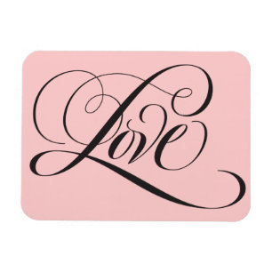 Elegant zwart roze Fancy LOVE Script Letteren Magneet