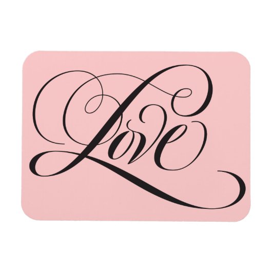 Elegant zwart roze Fancy LOVE Script Letteren Magneet (Horizontaal)
