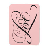 Elegant zwart roze Fancy LOVE Script Letteren Magneet (Verticaal)