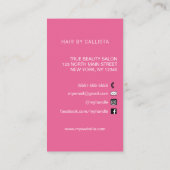 Elegant zwart roze glitterhaar visitekaartje (Achterkant)