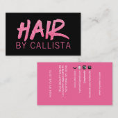 Elegant zwart roze glitterhaar visitekaartje (Voorkant / Achterkant)