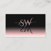Elegant Zwart Roze Gradient Shadow Font Initialen Visitekaartje (Voorkant)
