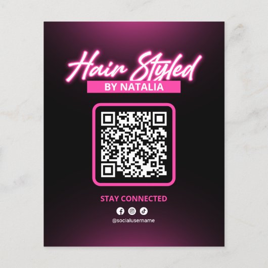 Elegant Zwart Roze Haar Salon Foto 2025 Boeking Flyer (Achterkant)