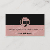 Elegant Zwart & Roze Haarsalon Aangepaste Logo Visitekaartje (Voorkant)