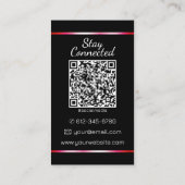Elegant Zwart Roze Hart Foto QR Code Sjabloon Visitekaartje (Achterkant)