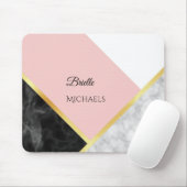 Elegant zwart-roze kleurenblok met naam muismat (Met muis)