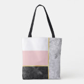 Elegant zwart-roze kleurenblok met naam tote bag (Achterkant)