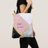 Elegant zwart-roze kleurenblok met naam tote bag (Dichtbij)