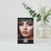 Elegant Zwart Roze Logo Foto QR Code Sjabloon Visitekaartje (Staand voorkant)