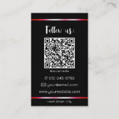 Elegant Zwart Roze Logo Foto QR Code Sjabloon Visitekaartje (Achterkant)