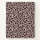 Elegant zwart roze luipaard huidpatroon monogram notitieboek (Achterkant)