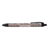 Elegant zwart roze luipaard huidpatroon monogram zwarte inkt pen (Bovenkant)
