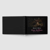 Elegant Zwart & Roze Masker Maskerade Sweet 16 Gastenboek (Volledig)