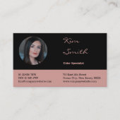 Elegant Zwart & Roze QR Code Hair Stylist Visitekaartje (Voorkant)
