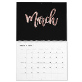 Elegant Zwart Roze Rose Goud Script Typografie Kalender (Mar 2027)