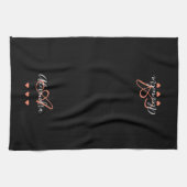 Elegant zwart roze script naam Monogram Theedoek (Horizontaal)