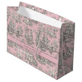 Elegant  zwart roze toile de jouy groot cadeauzakje (Voorkant Gekanteld)