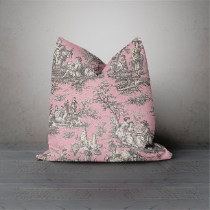 Elegant zwart roze toile de jouy kussen