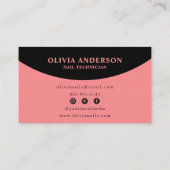 Elegant Zwart Roze Vrouwelijke Moderne Nail Tech Visitekaartje (Achterkant)