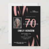 Elegant Zwart Roze Waterverf 70e Verjaardag Foto Kaart (Voorkant)