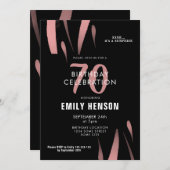 Elegant Zwart Roze Waterverf 70ste Verjaardagsfees Kaart (Voorkant / Achterkant)
