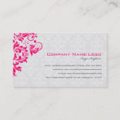 Elegant Zwart Roze & Wit Bloemen Damasks Visitekaartje (Achterkant)