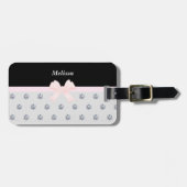 Elegant Zwart Roze Zilver Bagagelabel (Voorkant horizontaal)