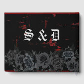 Elegant Zwart Rozen Rood Zwart Grunge Bruiloft Gastenboek (Achterkant)