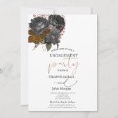 Elegant zwart Rozen Verloving Kaart (Voorkant)