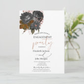 Elegant zwart Rozen Verloving Kaart (Staand voorkant)