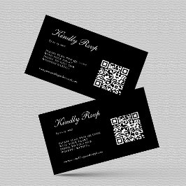 Elegant Zwart RSVP QR Code Bruiloft Informatiekaartje