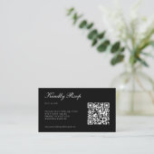 Elegant Zwart RSVP QR Code Bruiloft Informatiekaartje (Staand voorkant)