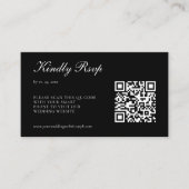 Elegant Zwart RSVP QR Code Bruiloft Informatiekaartje (Voorkant)