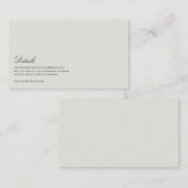 Elegant Zwart & Sage Green Wedding Details Informatiekaartje (Voorkant / Achterkant)