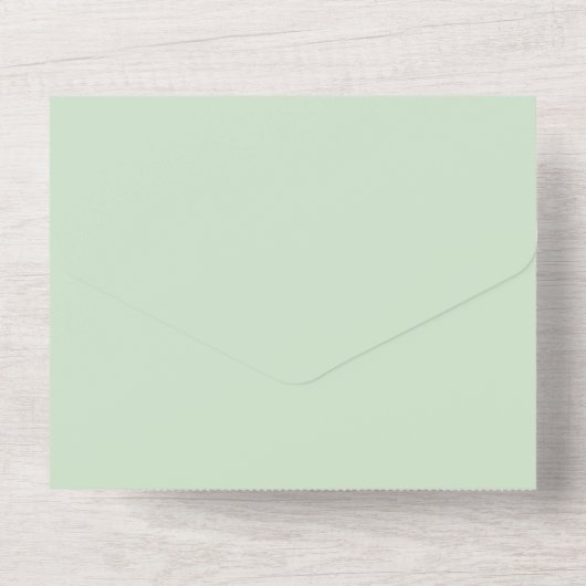 Elegant Zwart Sage Kust aquarel Bruiloft All In One Uitnodiging (Achterkant)