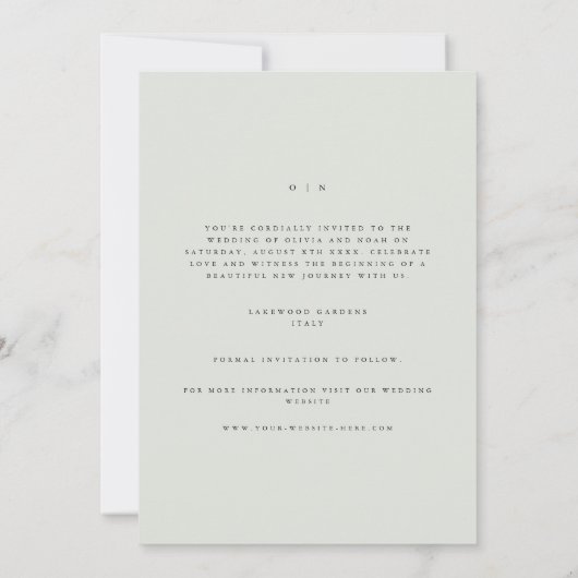 Elegant zwart & salie groen Save the date Kaart (Achterkant)