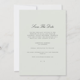 Elegant zwart & salie groen Save the date Kaart