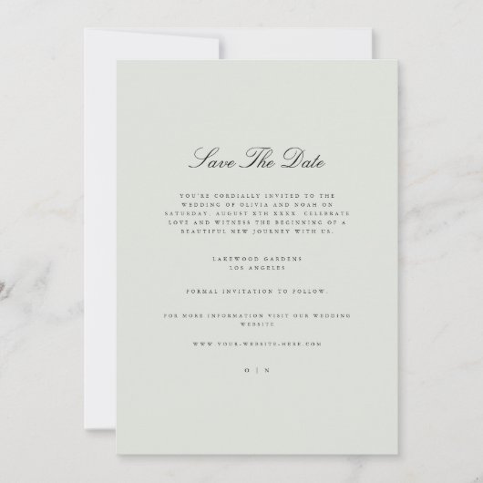 Elegant zwart & salie groen Save the date Kaart (Voorkant)
