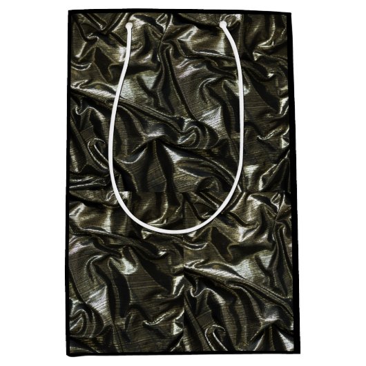 Elegant zwart satijnen look medium cadeauzakje (Voorkant)