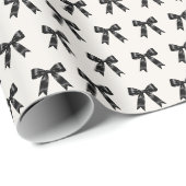 Elegant zwart satijnen strikpatroon | Chic minimaa Cadeaupapier (Rol Hoek)
